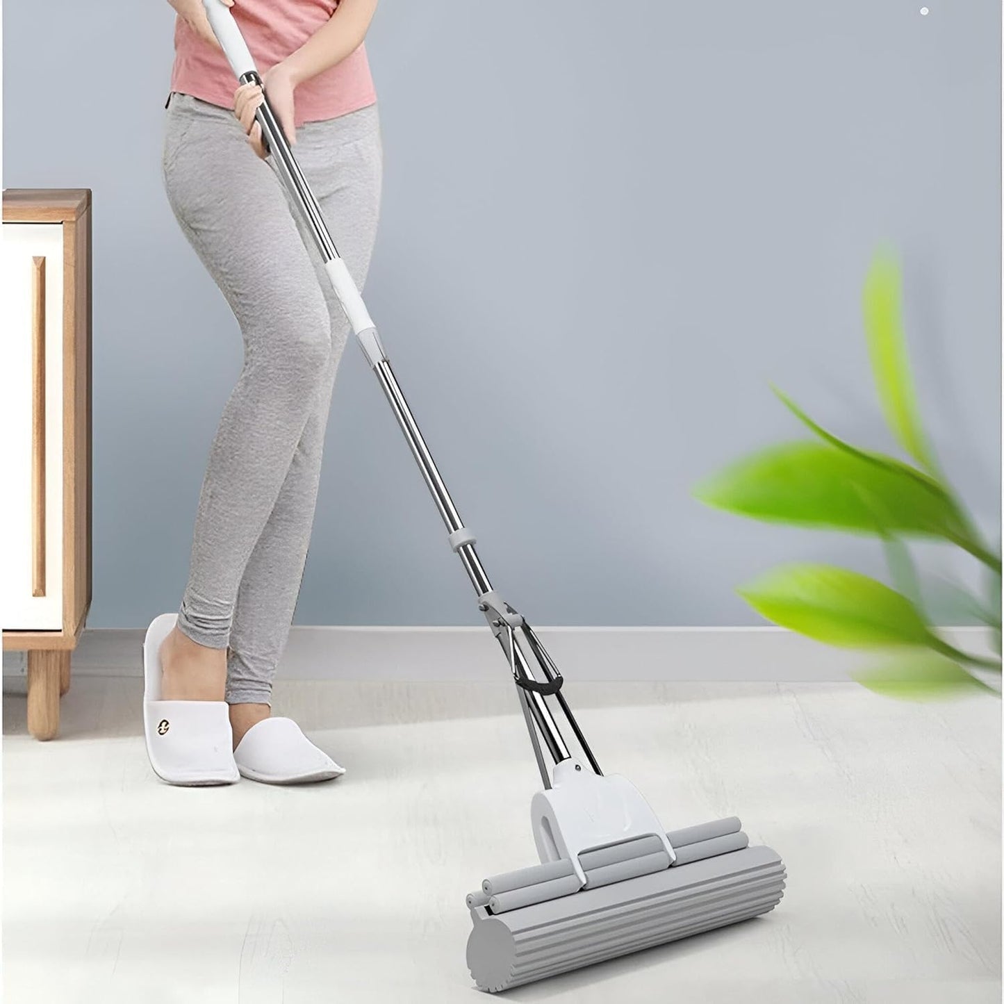 Sponge Floor Cleaning Mop & Window Cleaner with Adjustable Handle