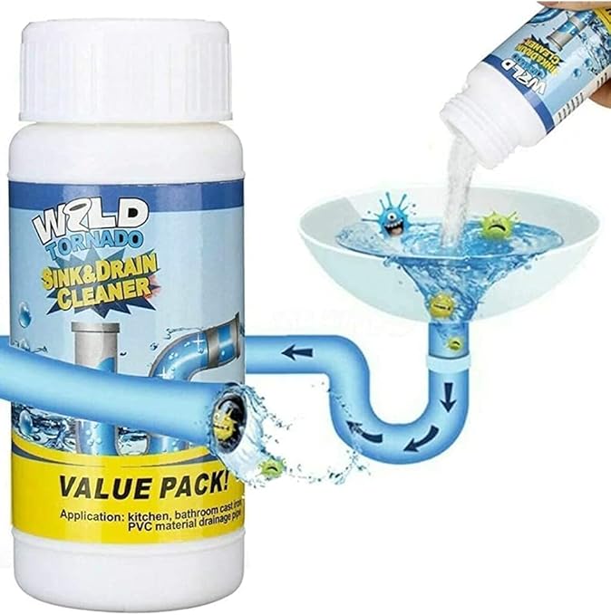 Powerful Sink&Drain Cleaner Powder-High-Efficiency Clog Remover with Fast Foaming, Kitchen Sewer Toilet Pipe Dredge Deodorant