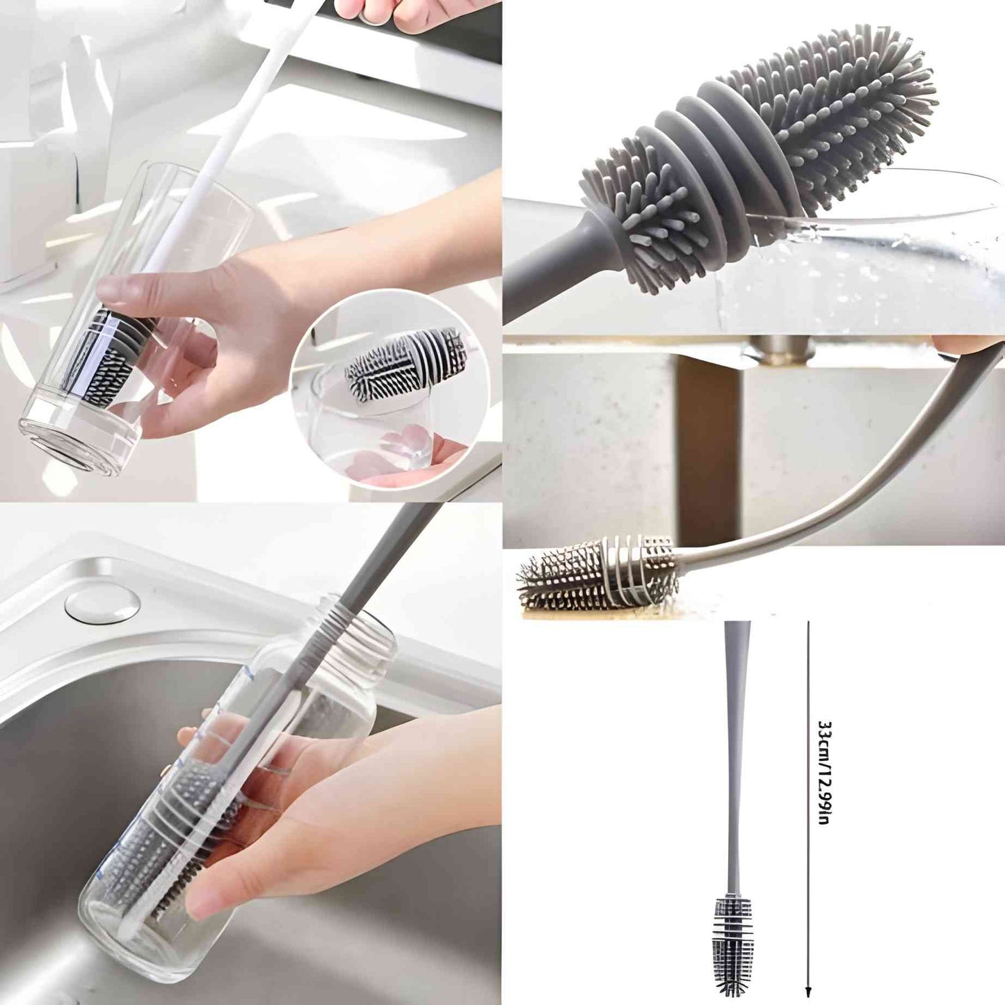 Pack of 2 Bottle Multifunctional Cleaning Brush with Long Handler