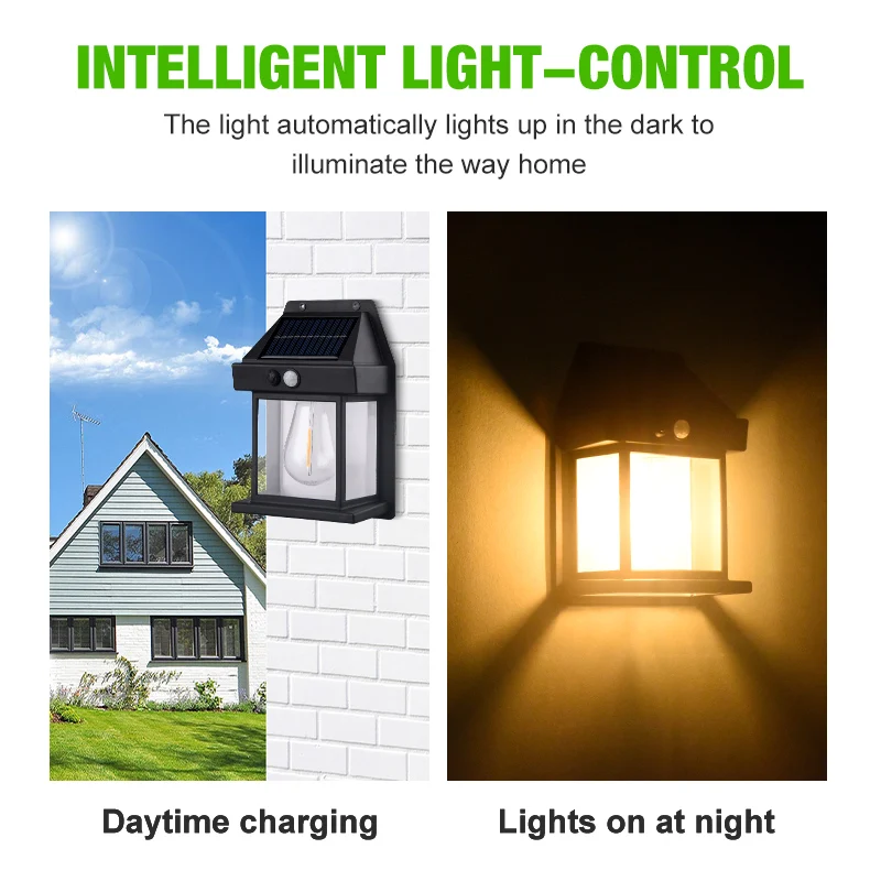 Solar Tungsten Wireless Outdoor Led Wall Light With Human Sensor Bulb Waterproof Garden Landscape Villa Courtyard Decor Night Light