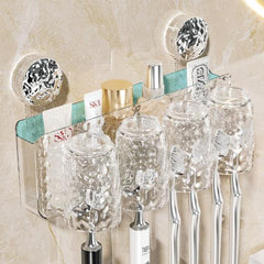 Luxury Crystal Acrylic Wall-Mounted Toothbrush Holder & Bathroom Organizer