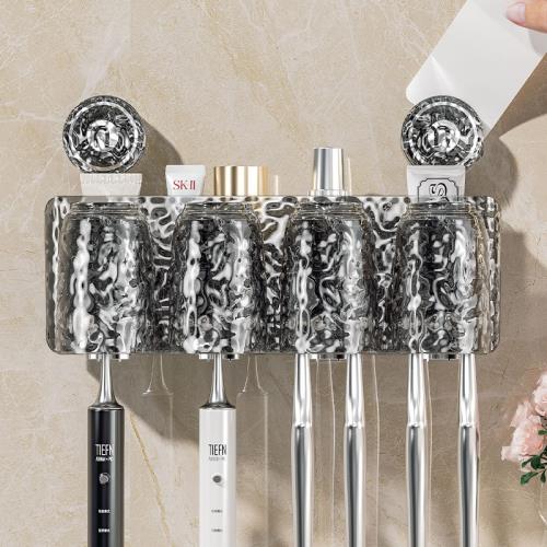Luxury Crystal Acrylic Wall-Mounted Toothbrush Holder & Bathroom Organizer