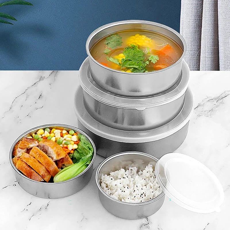 5-Pcs Deluxe Stainless Steel Food Storage Set with Airtight Lids