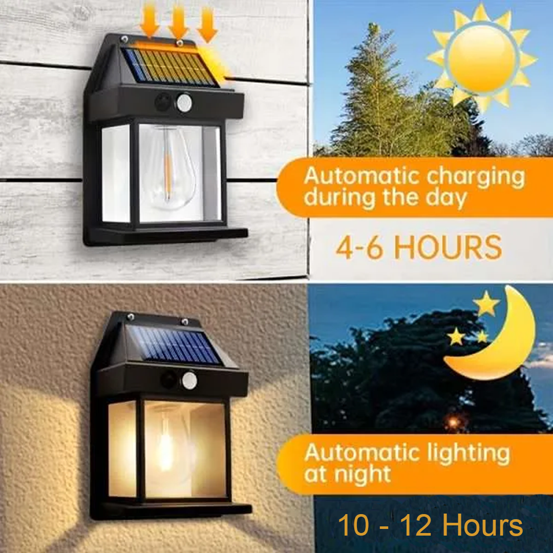 Solar Tungsten Wireless Outdoor Led Wall Light With Human Sensor Bulb Waterproof Garden Landscape Villa Courtyard Decor Night Light