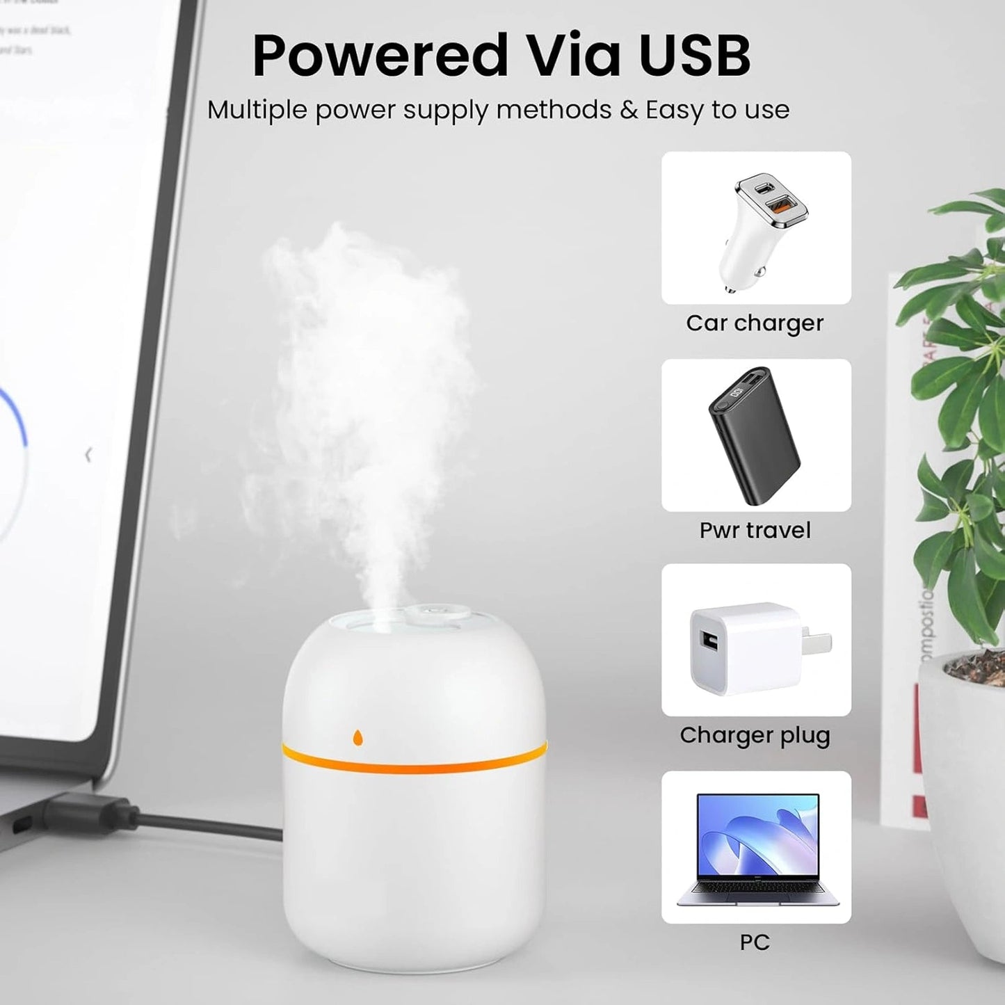 Portable Mini USB Humidifier with Night Light