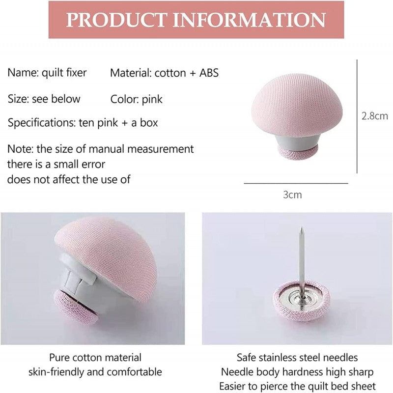 Mushroom Bed Clip, Blanket Buckles Bed Sheet Fixator Gripper, Double Press Bedspread Holder,