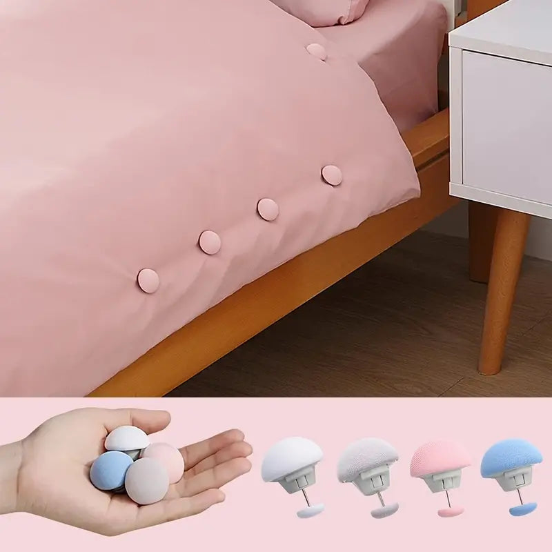 Mushroom Bed Clip, Blanket Buckles Bed Sheet Fixator Gripper, Double Press Bedspread Holder,