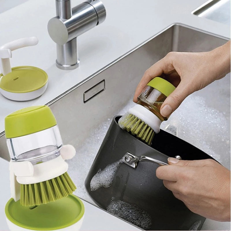 PREMIUM Dish Washing Brush With Liquid Soap Dispenser