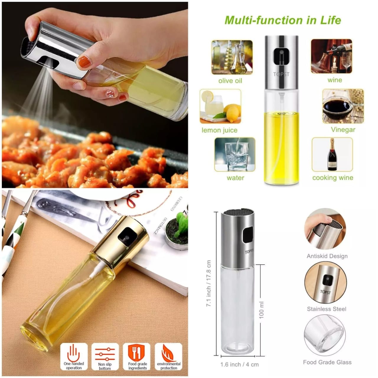 Food-grade Glass Oil Spray Transparent Bottle for Cooking 100ML