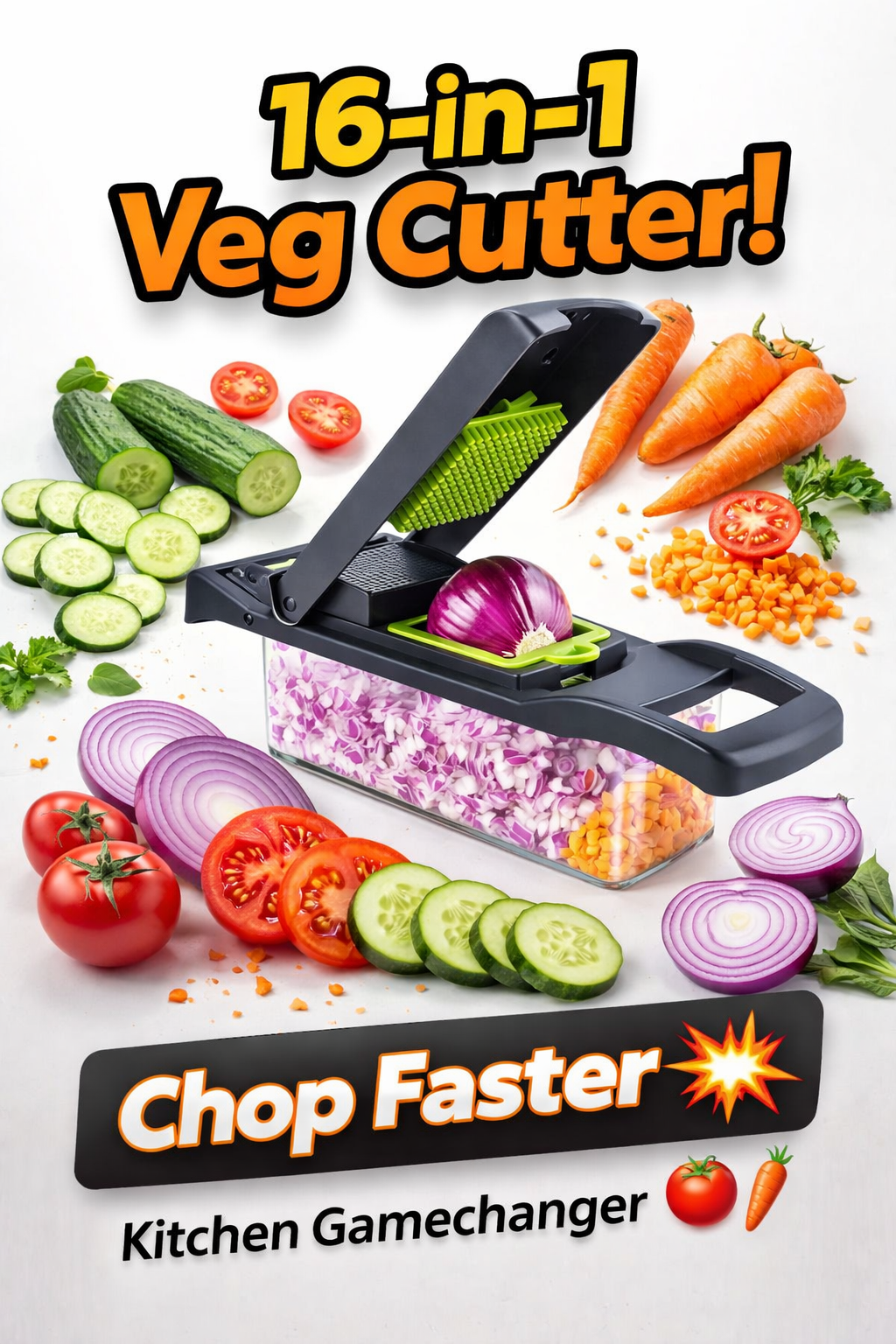 16-in-1 Multifunctional Vegetable Cutter – Chopper, Slicer & Grater