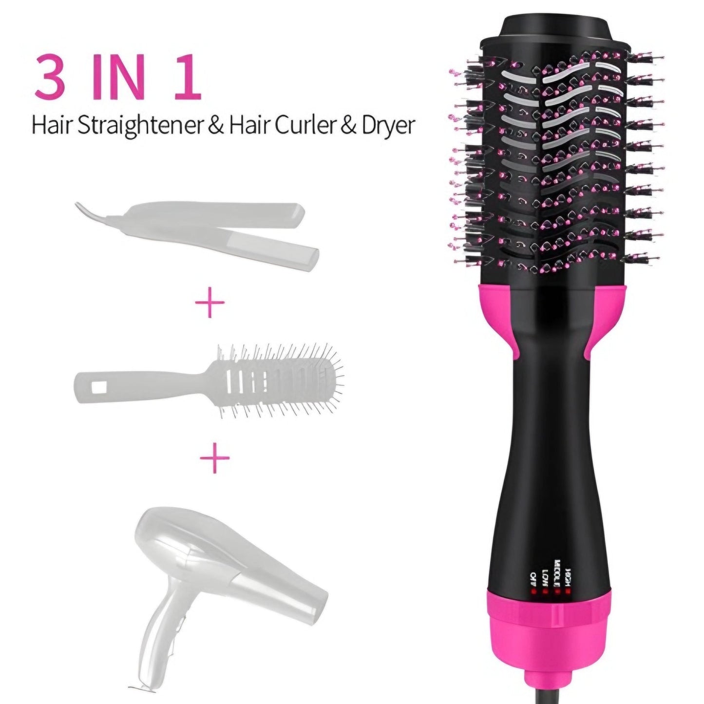 3 in 1 One Step Hair Dryer & Volumizer Brush, Hair Curler & Brush Dryer + Styler Hair Straightener