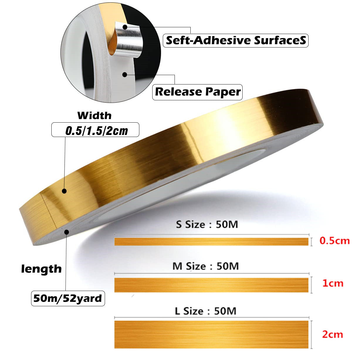 Self-Adhesive Golden Decoration Tape For Home Floor Tiles and Wall Décor