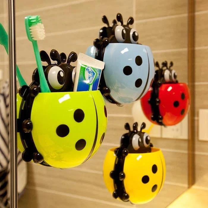 Ladybug Multipurpose Toothbrush & Toothpaste Holder, Wall-Mounted