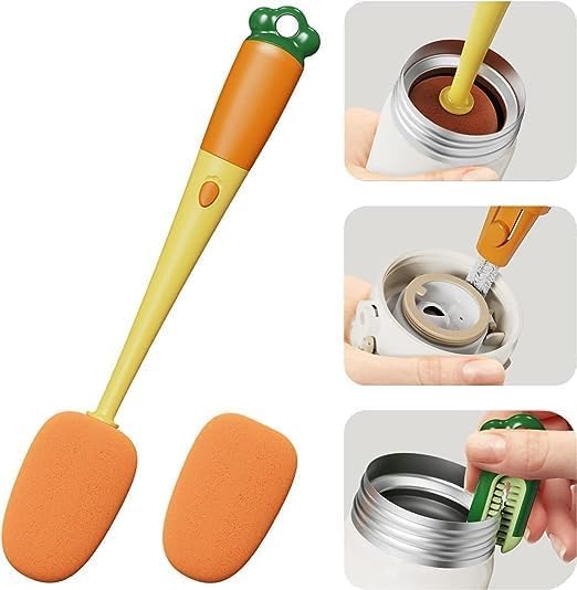 3-in-1 Multifunctional cleaning brush Detachable Sponge cleaning brush U-shaped silicone Groove Cleaning tool Thermos Cup brush