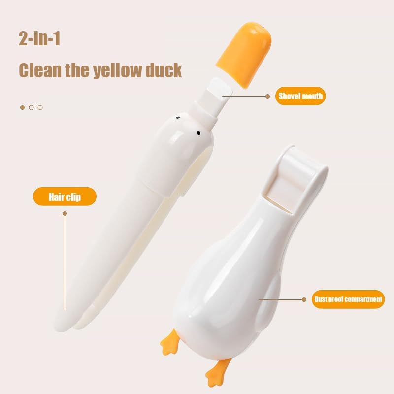 2-in-1 Cute Duck Hair Clip & Shovel Tool, Multifunctional Bathroom Cleaner