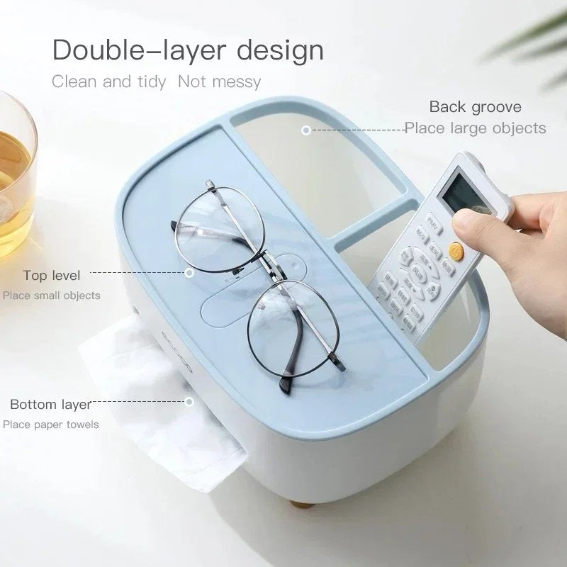 Multi-Functional Smart Tissue Holder with Mobile Stand & Stationery Storage
