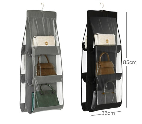 6-POCKET FOLDABLE HANGING HANDBAG ORGANIZER