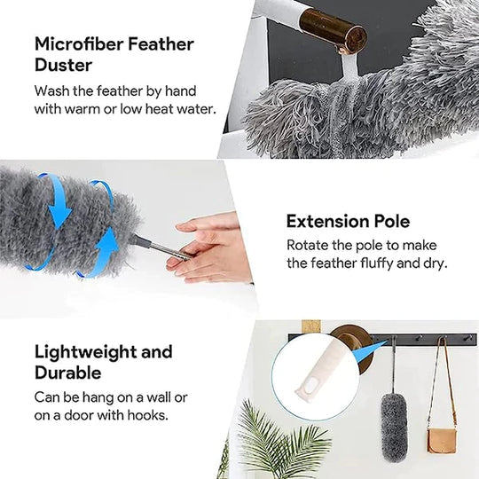 Premium High-Reach Ceiling Fan Duster Cleaner - 10 Feet Telescopic Stainless Steel Duster for Home & Office