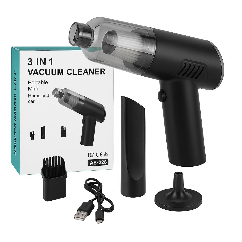 Powerful 3-in-1 Vacuum Cleaner for Car & Home – Compact, Cordless, Wet & Dry, Blower Function