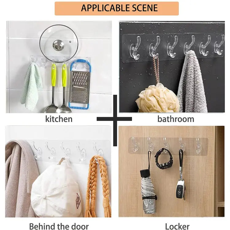 Self- Adhesive 6 Hooks Sticker Strip