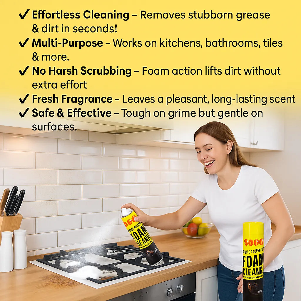 Multi-Purpose Kitchen Foam Cleaner Spray – 650ml | Heavy-Duty Degreaser for Stovetops, Countertops, Ovens, Sinks