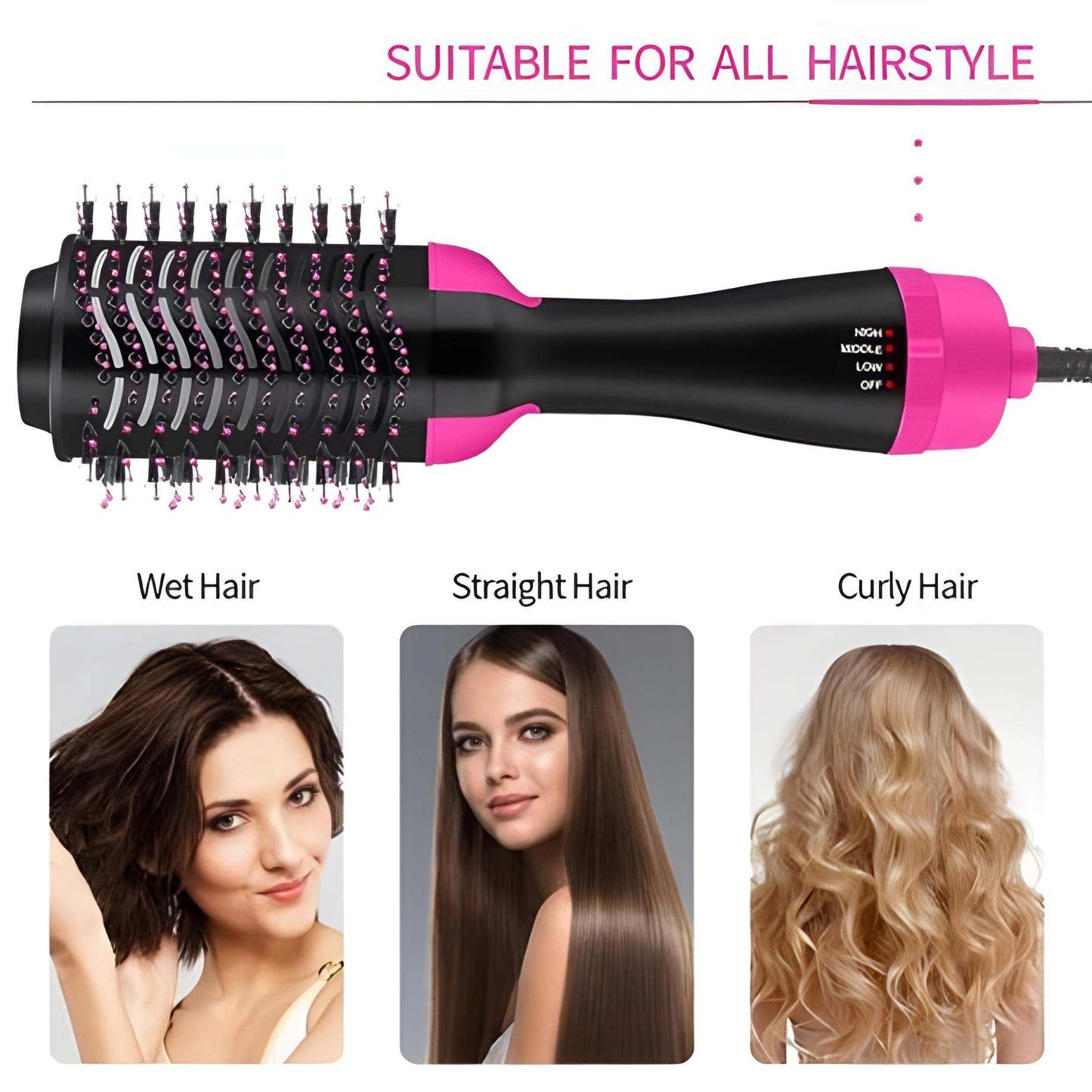 3 in 1 One Step Hair Dryer & Volumizer Brush, Hair Curler & Brush Dryer + Styler Hair Straightener