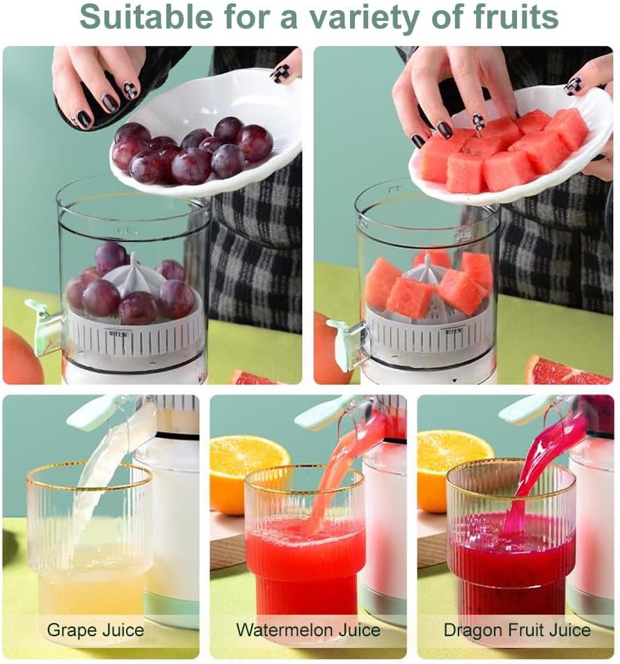 Electric Citrus Juicer, Rechargeable Juicer Machine with USB Cable and Touch Button, Automatic Orange Lime Lemon Grapefruit Squeezer, Easy to Clean Portable Juicer, White