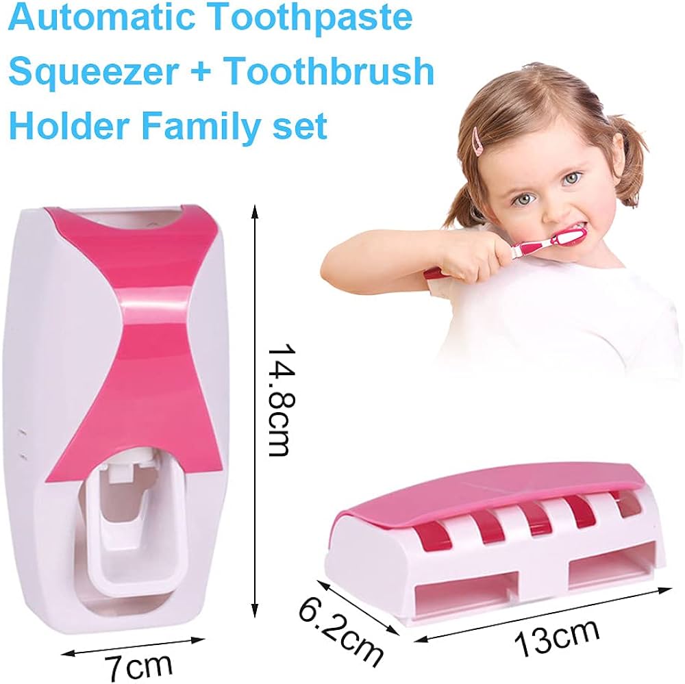 MENGNI Automatic Toothpaste Dispenser Wall Mount Dust-proof Toothbrush Holder Wall Mount Bathroom Accessories Set Squeezer
