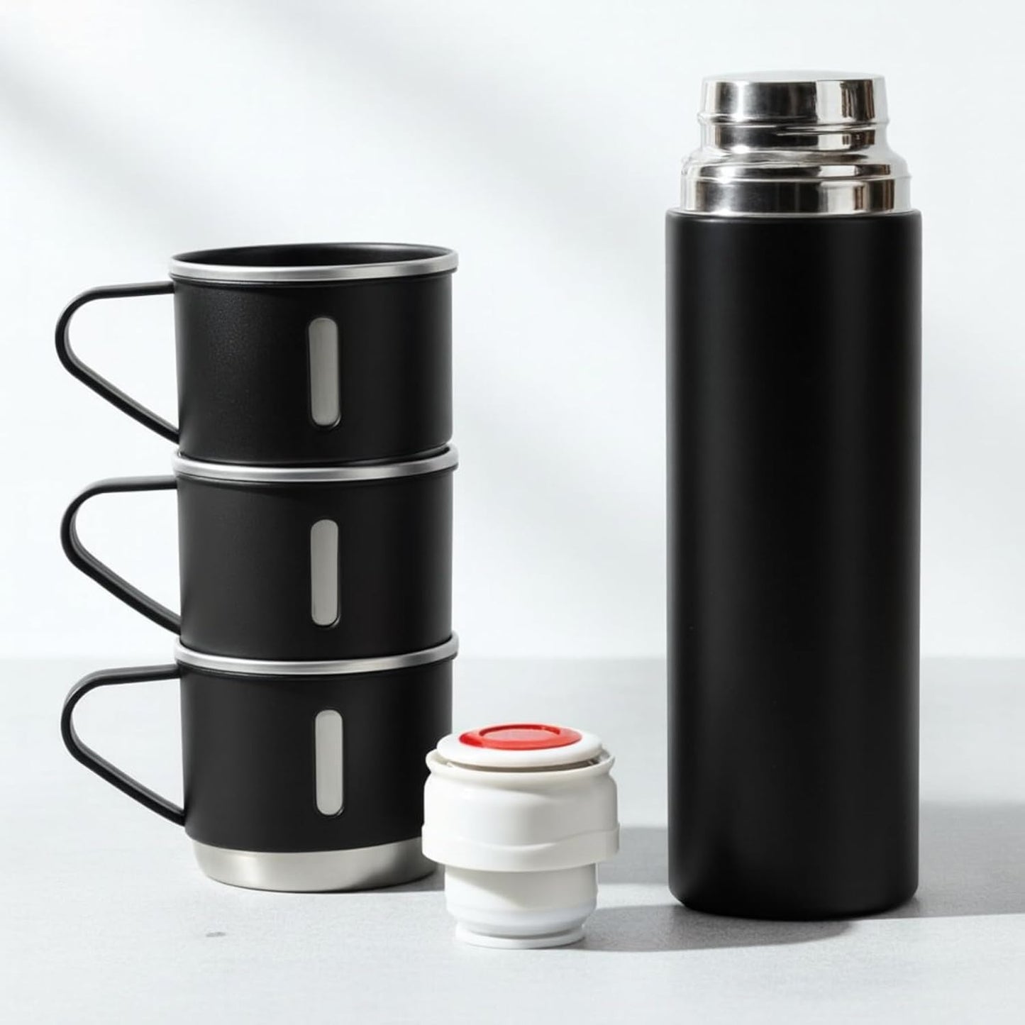 3 Cup Double-Layer Stainless Steel Vacuum Flask Set