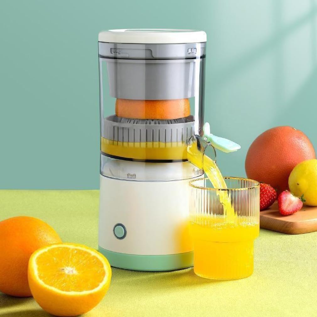 Electric Citrus Juicer, Rechargeable Juicer Machine with USB Cable and Touch Button, Automatic Orange Lime Lemon Grapefruit Squeezer, Easy to Clean Portable Juicer, White
