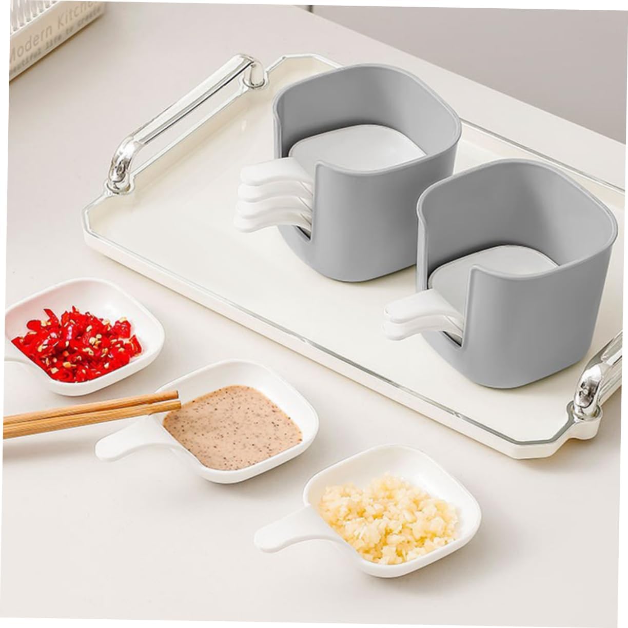 6-Piece Sauce Serving Bowls Set with Stacked & Handle for Chili Sauce, Appetizer, Dessert