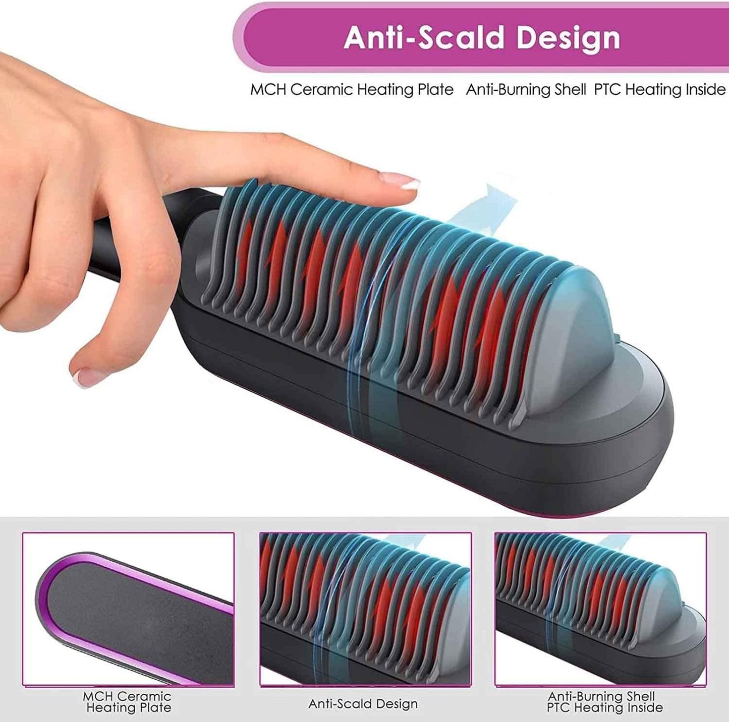 2 in 1 Hair Straightener Hot Comb Curling Iron Multi-speed Electric Straightening Comb Curling Iron Hair Brush