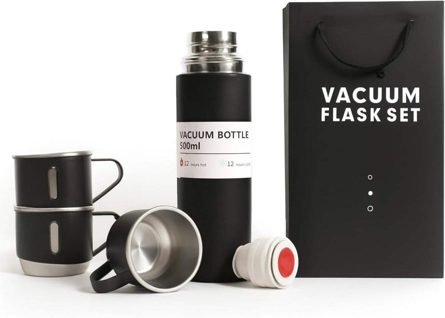 3 Cup Double-Layer Stainless Steel Vacuum Flask Set