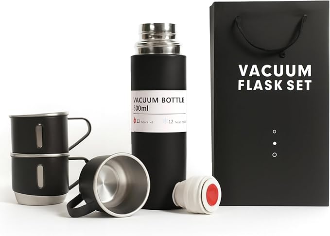 3 Cup Double-Layer Stainless Steel Vacuum Flask Set