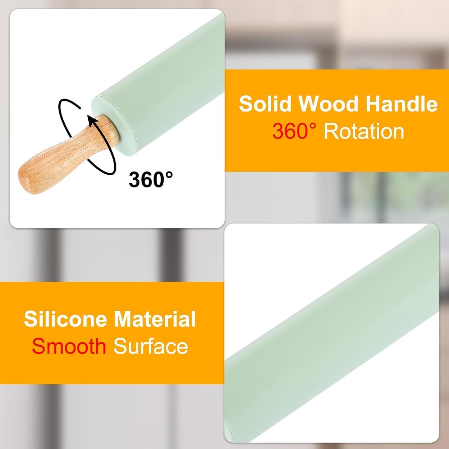 Silicone Dough Mat With Rolling Pin Set, Non-Slip Baking Mat
