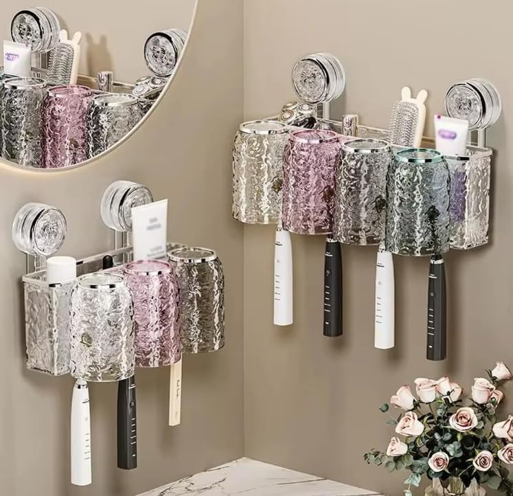 Luxury Crystal Acrylic Wall-Mounted Toothbrush Holder & Bathroom Organizer