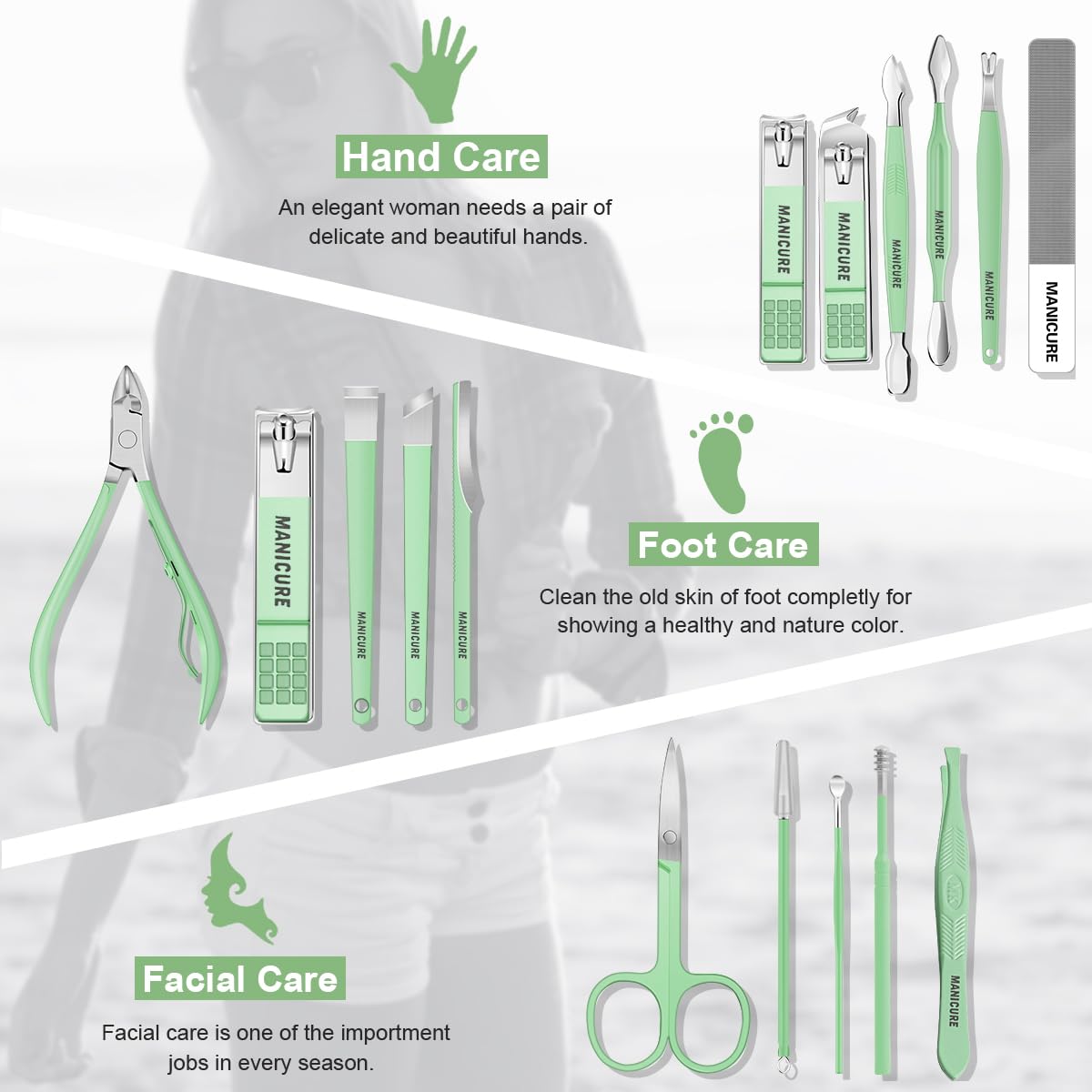Manicure Set Professional Nail Clippers Pedicure Kit, 16 pcs Stainless Steel Nail Care Tools Grooming Kit with Luxurious Travel Leather Case for Thick Nails...