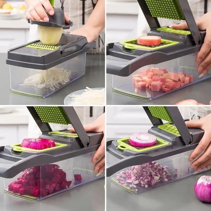 Premium Kitchen Multi 12 in 1 Manual Mandoline Fruit Vegetable Cutter Onion Dicer Veggie Slicer Vegetable Chopper