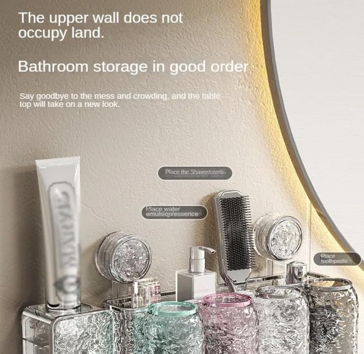 Luxury Crystal Acrylic Wall-Mounted Toothbrush Holder & Bathroom Organizer