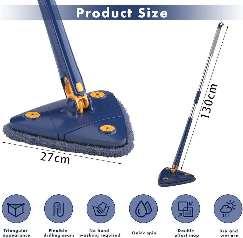 Triangle Mop 360 Rotating Adjustable With Twist Squeeze Wall & Floor Cleaner