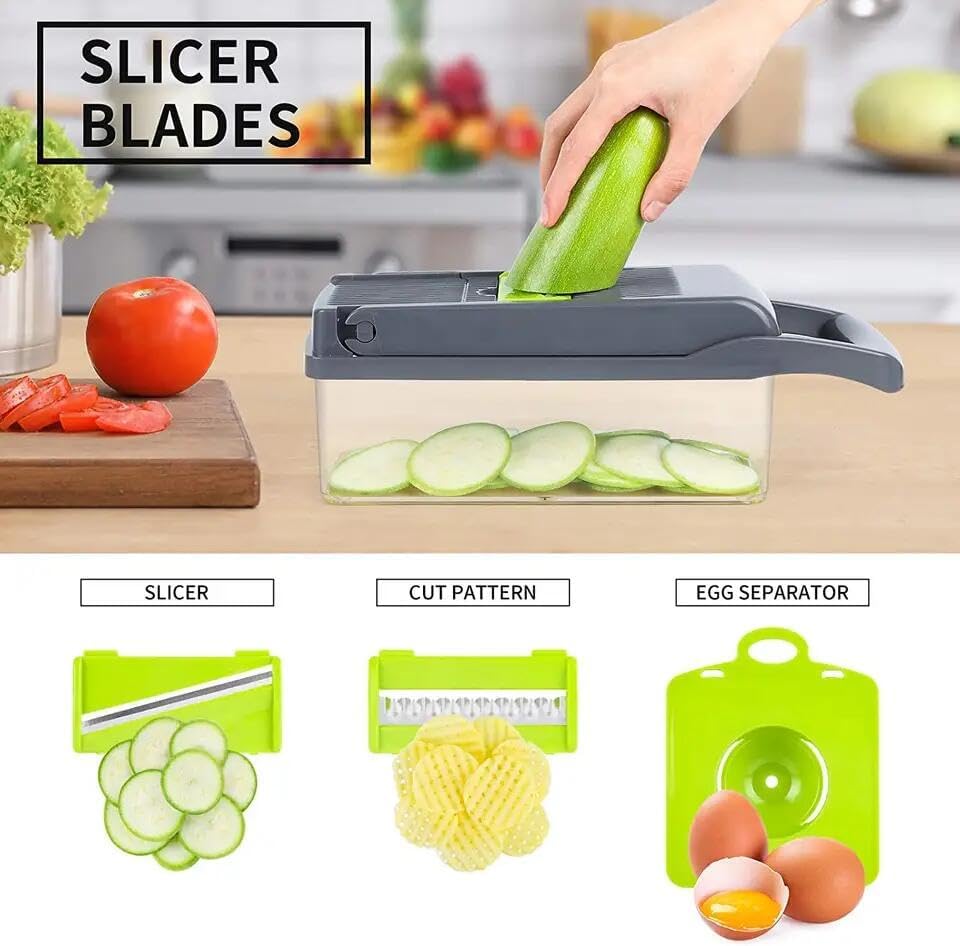 Premium Kitchen Multi 12 in 1 Manual Mandoline Fruit Vegetable Cutter Onion Dicer Veggie Slicer Vegetable Chopper