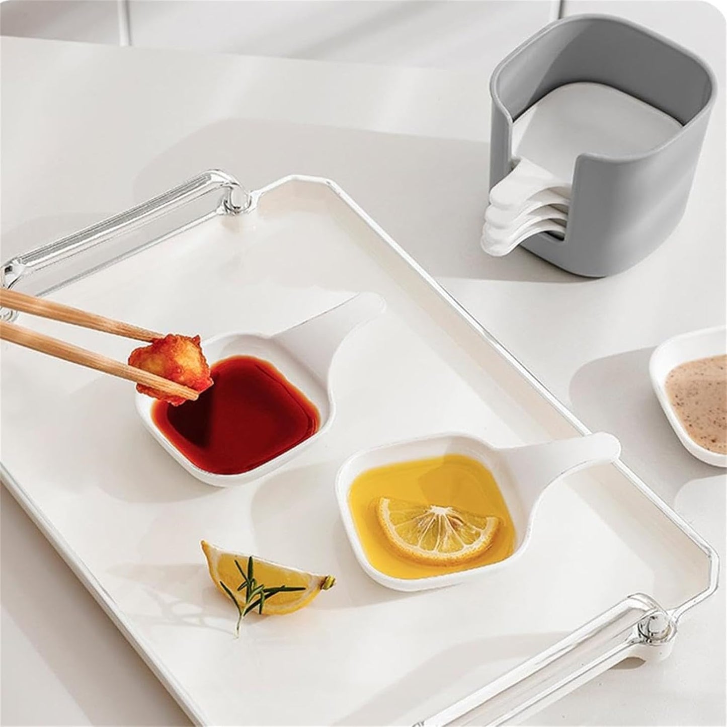 6-Piece Sauce Serving Bowls Set with Stacked & Handle for Chili Sauce, Appetizer, Dessert