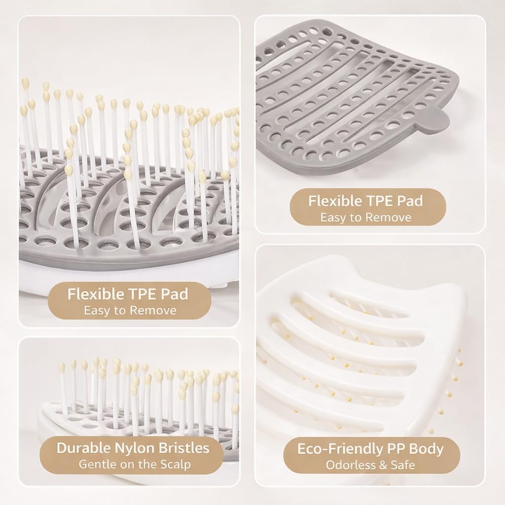 Detangling Hair Brush with Removable Base for Easy Cleaning