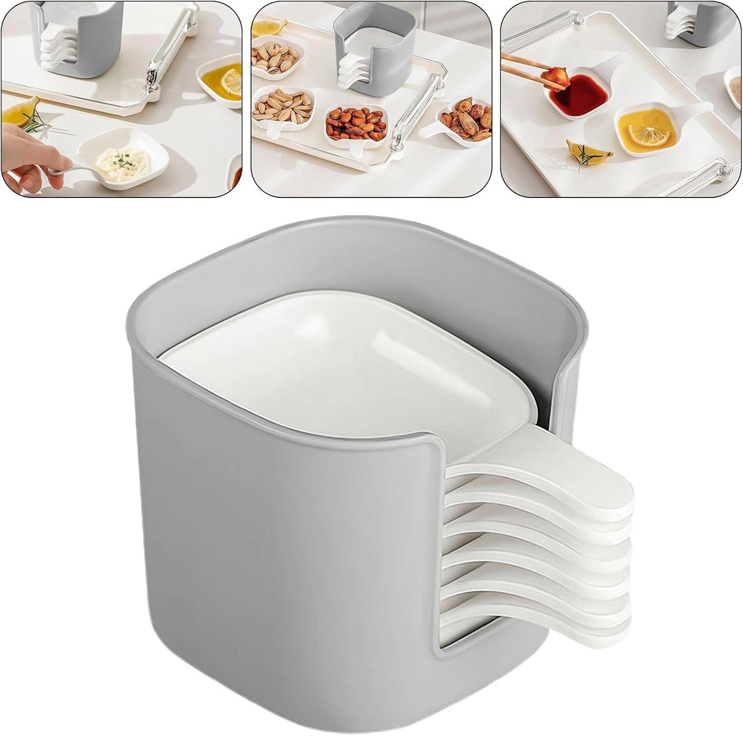 6-Piece Sauce Serving Bowls Set with Stacked & Handle for Chili Sauce, Appetizer, Dessert