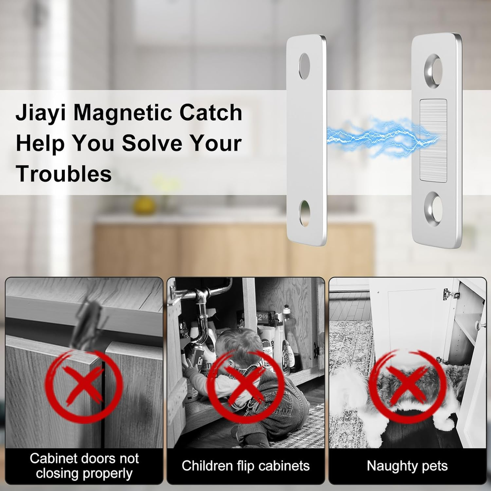 Magnetic Door Catch - Ultra Thin Cabinet Door Magnetic Catch for Drawer Magnets Adhesive Cabinet Latch Magnetic Closures
