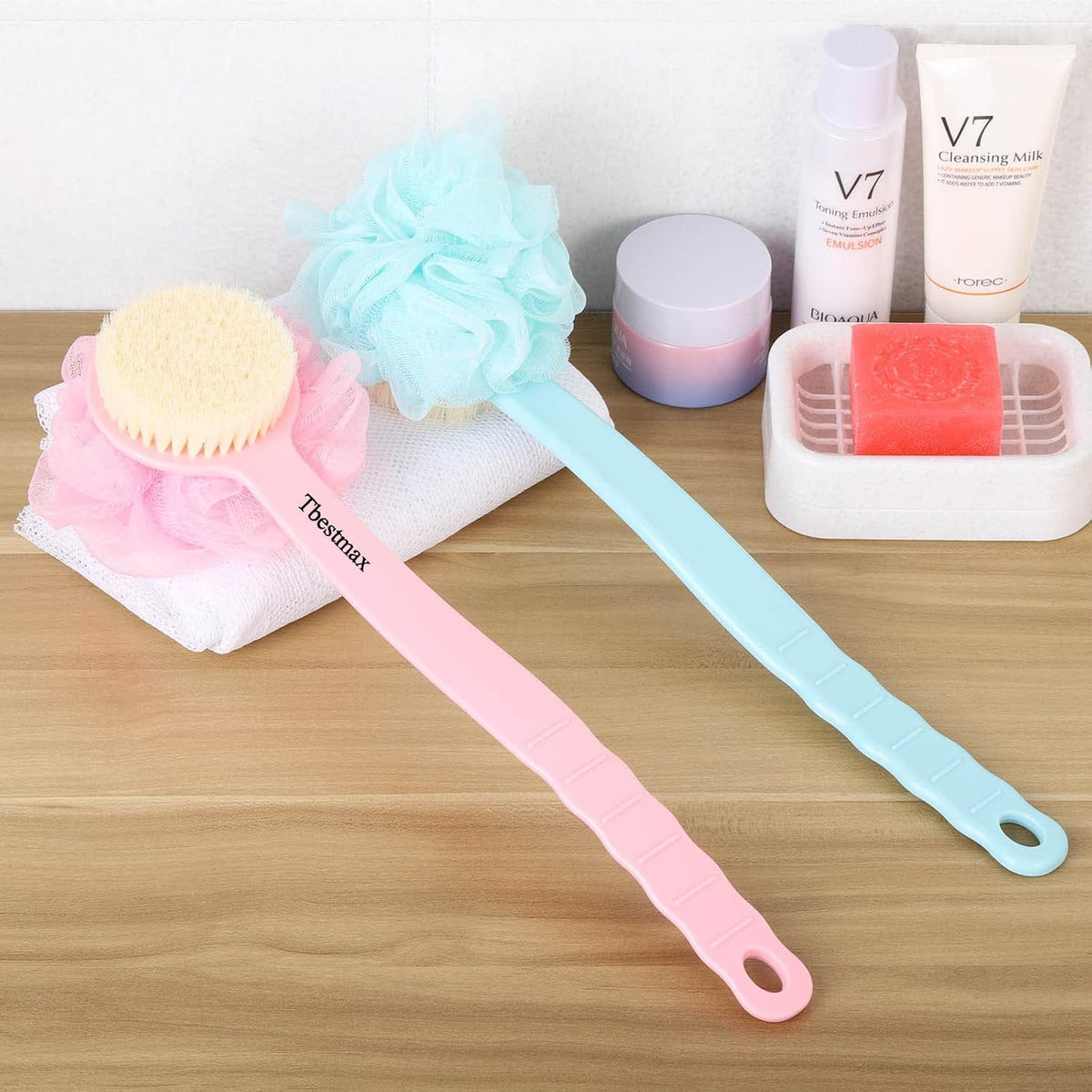 Shower Body Brush with Soft Mesh Sponge, Loofah