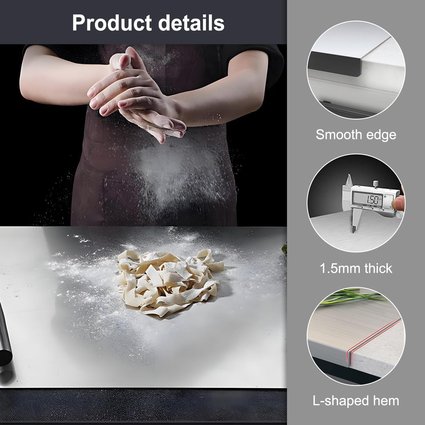 Premium 304 Stainless Steel Cutting Board – Durable, Hygienic, and Non-Slip Chopping Surface