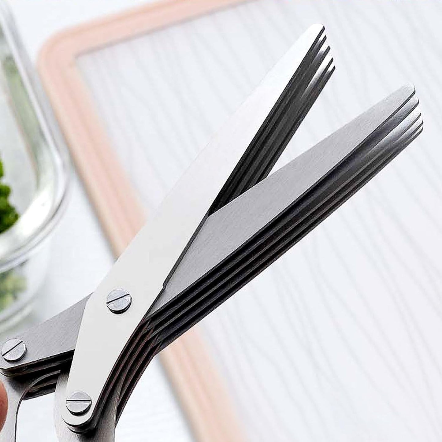 5 Layer Scissors | Multifunctional Stainless Steel Herb Cutting Kitchen Scissors | Salad & Craft Tool