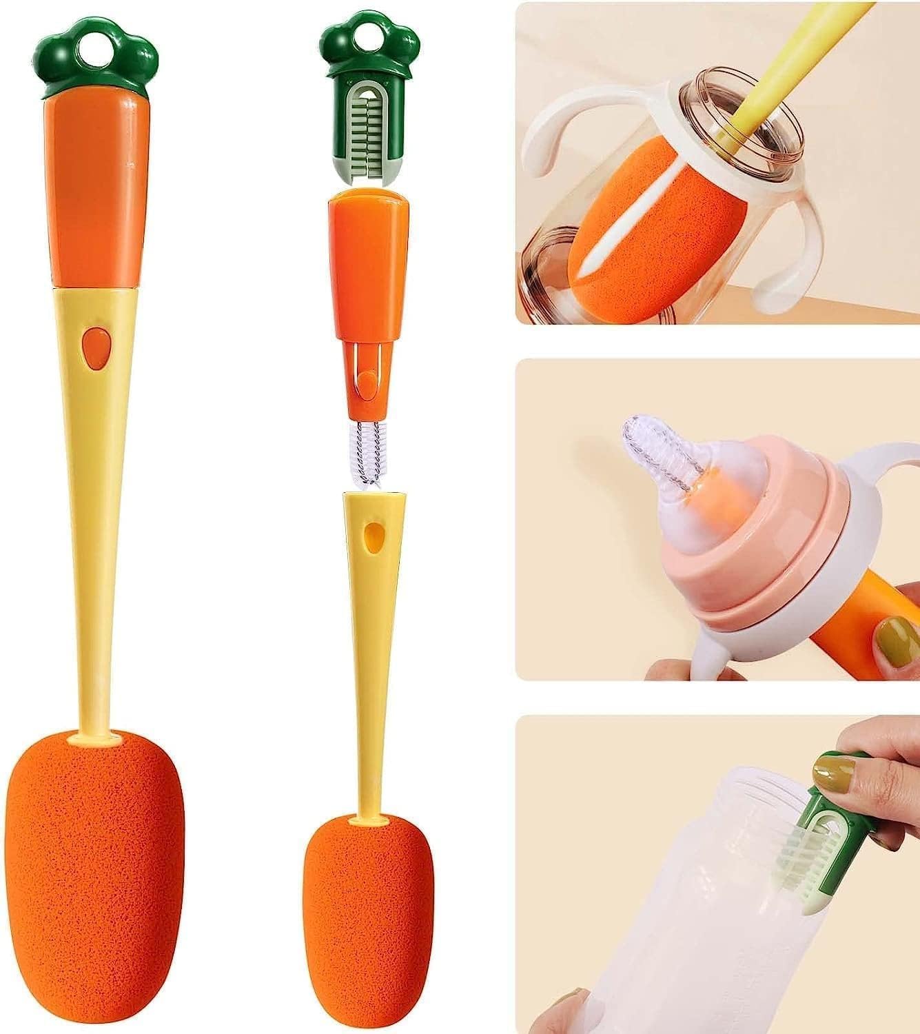 3-in-1 Multifunctional cleaning brush Detachable Sponge cleaning brush U-shaped silicone Groove Cleaning tool Thermos Cup brush