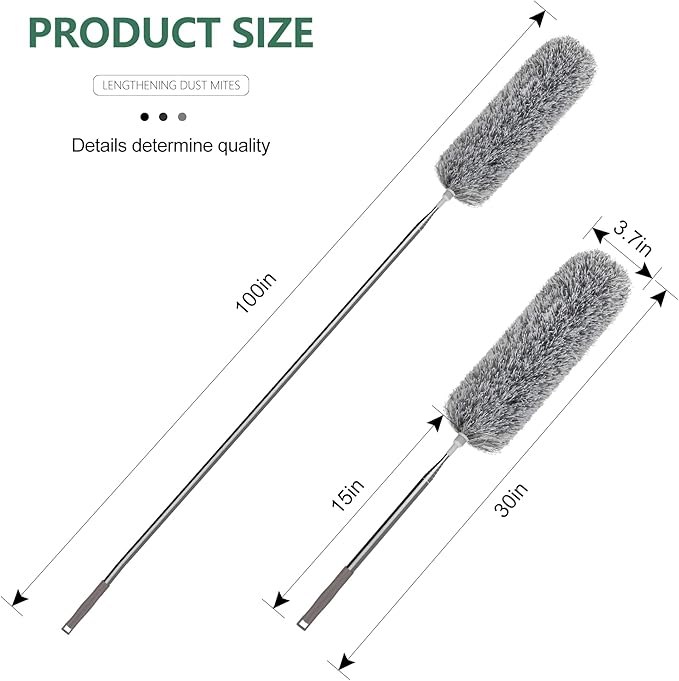 Premium High-Reach Ceiling Fan Duster Cleaner - 10 Feet Telescopic Stainless Steel Duster for Home & Office